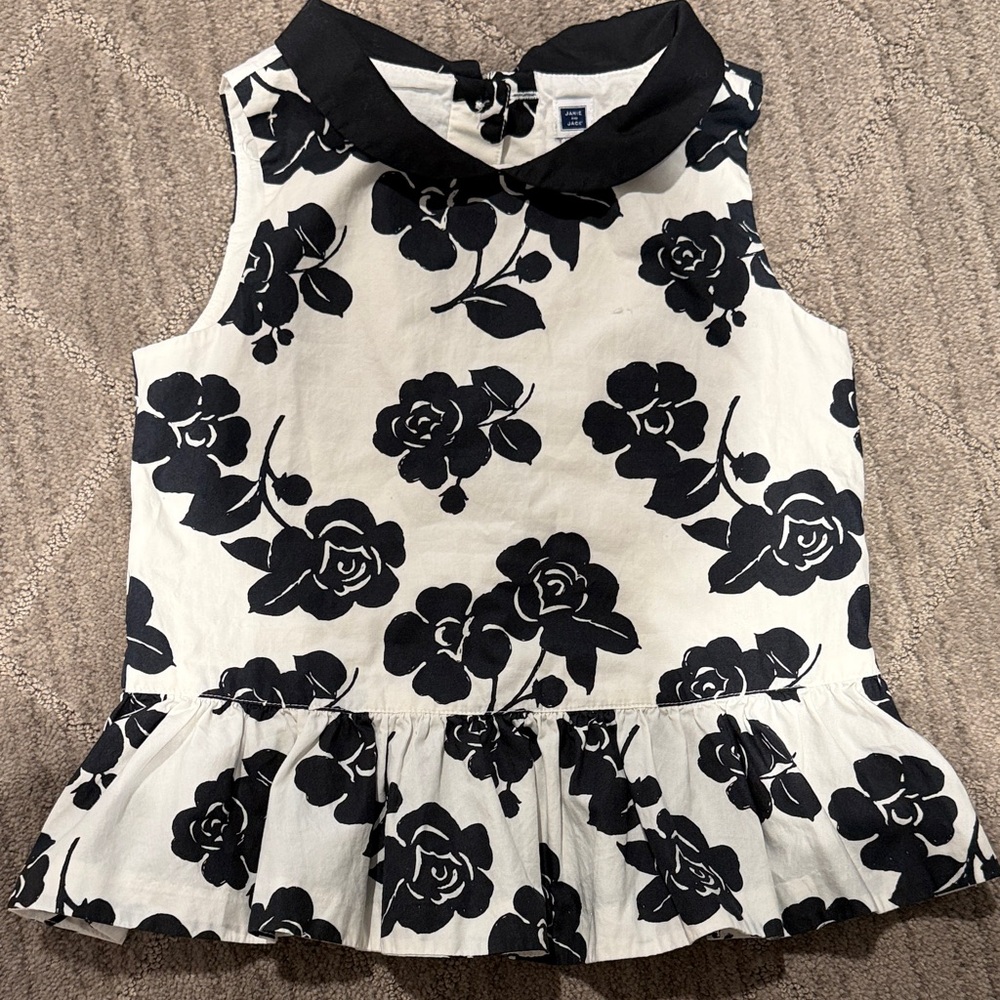 Janie and Jack Black Floral Kids Blouse